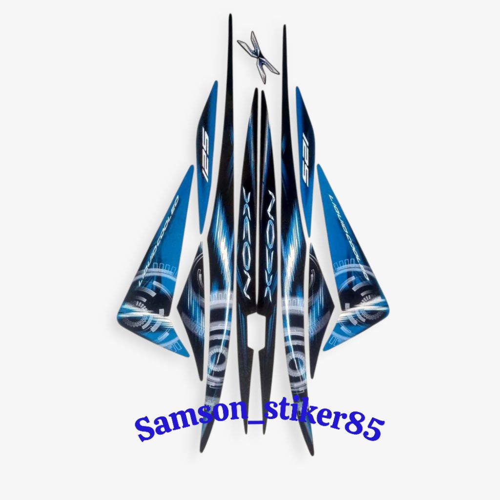 Striping Stiker Bodi Polet Motor Yamaha Xeon 125 Karbu 2011 2012 Hitam Biru Full Body Lis Standar