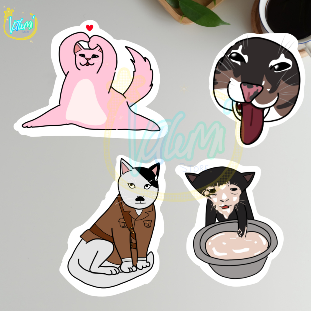 Stiker Meme Kucing Waterproof