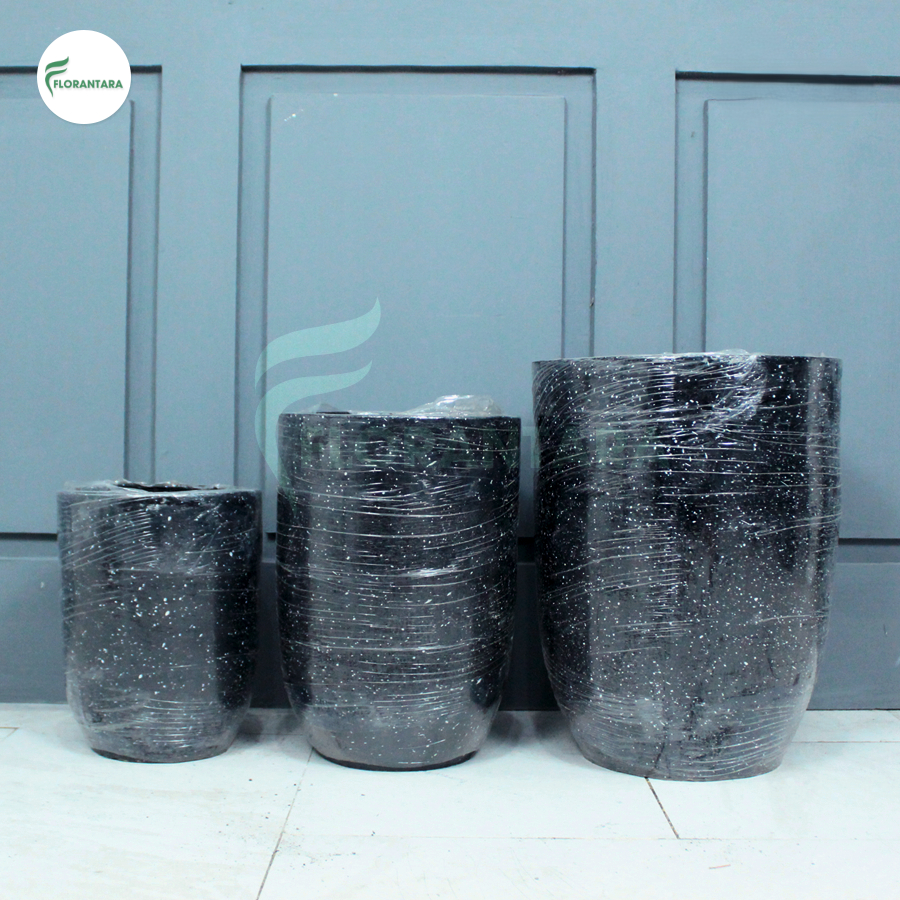 [Paket 3 Pcs] Pot Teraso Premium Bentuk Kapsul / Tabung / Marble / Marmer Minimalis Elegan Ukuran Ke