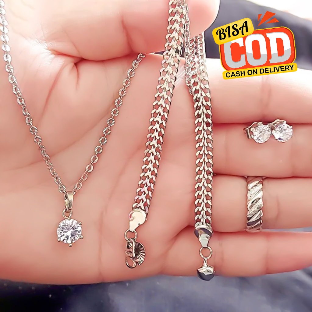 Set Perhiasan Dewasa 925 Perak Rantai Tikar