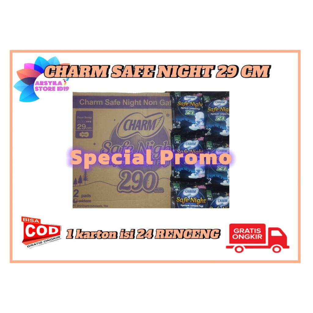 Charm Safe Night 29cm Renceng 1Dus isi 24 Renceng