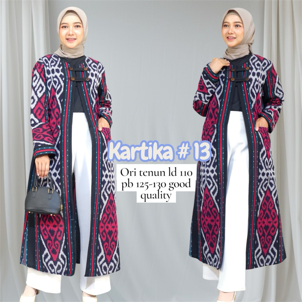Atasan Wanita Outerwear Cardigan Long Outer tenun Kardigan Wanita Baju kerja Baju Batik atasan tenun