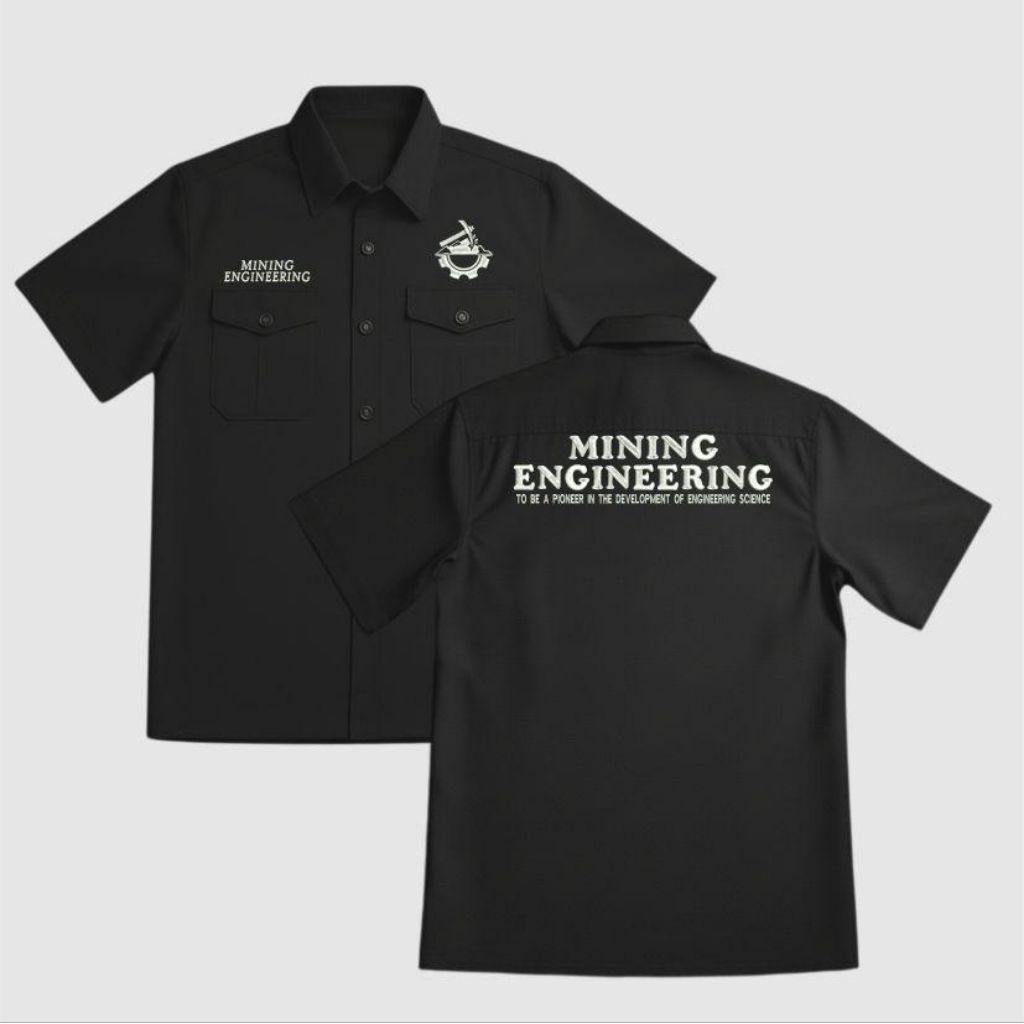 KEMEJA WORKSHIRT MINING ENGINEERING BELAKANG TULISAN BORDIR KOMPUTER