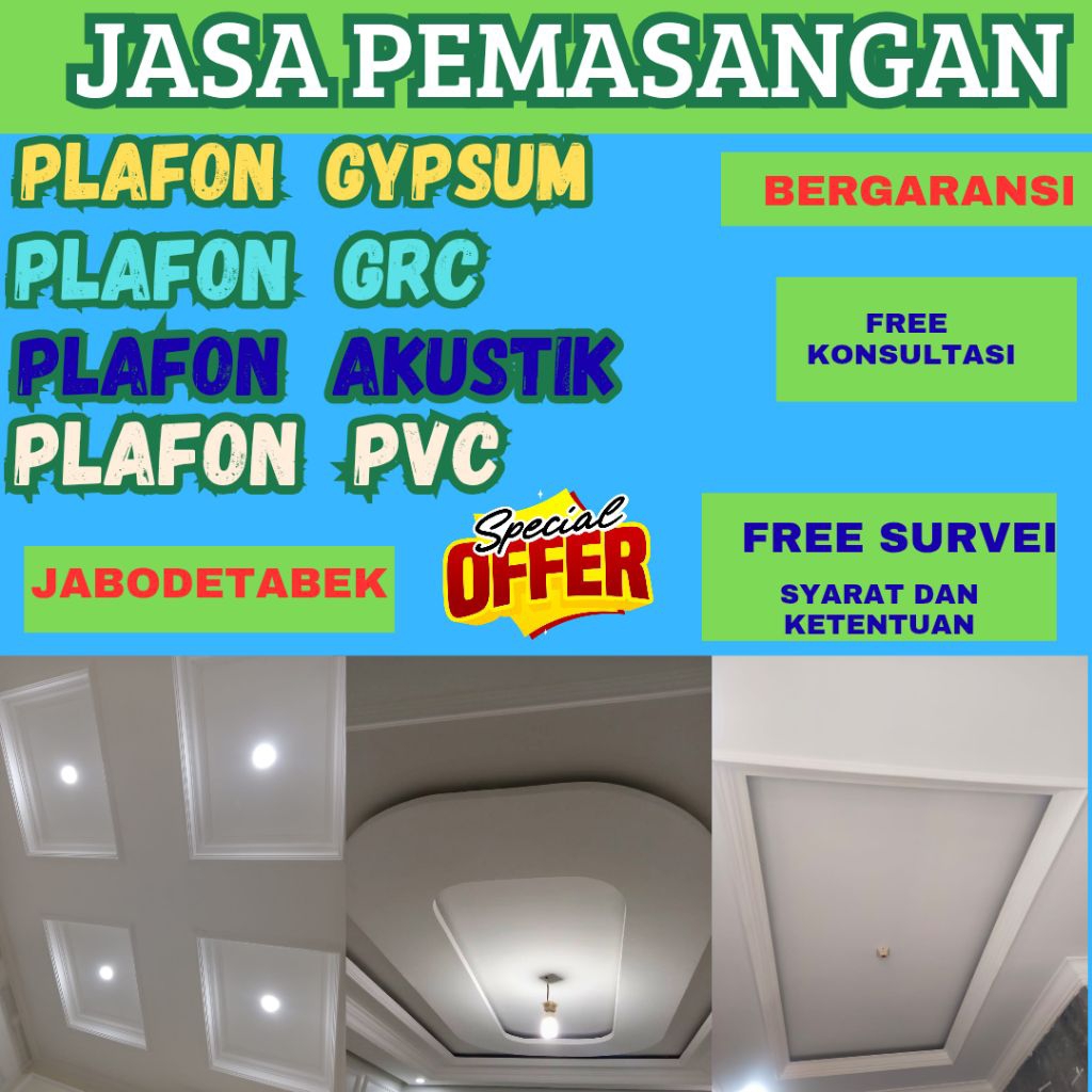 Jasa Pasang Plafon Gypsum Rumah Bergaransi