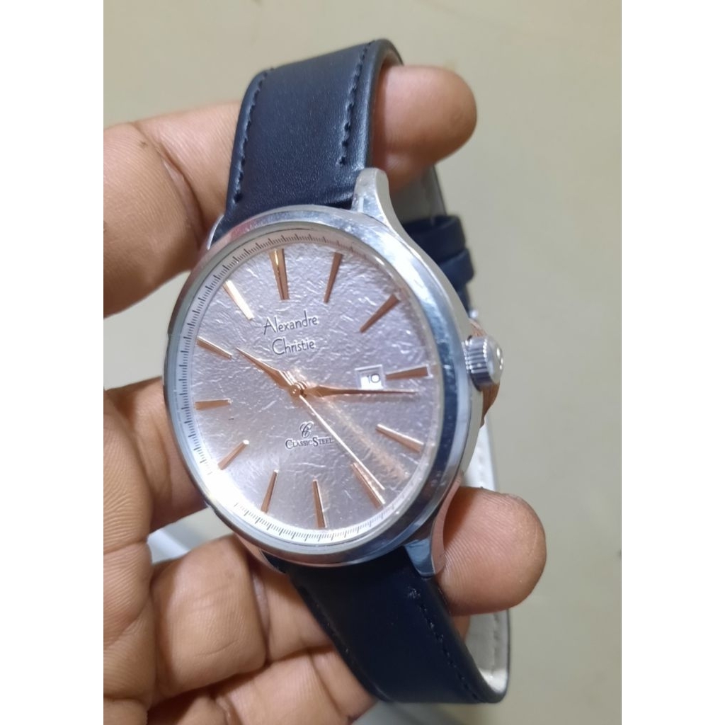 Jam tangan original pria tali kulit tipis elegan