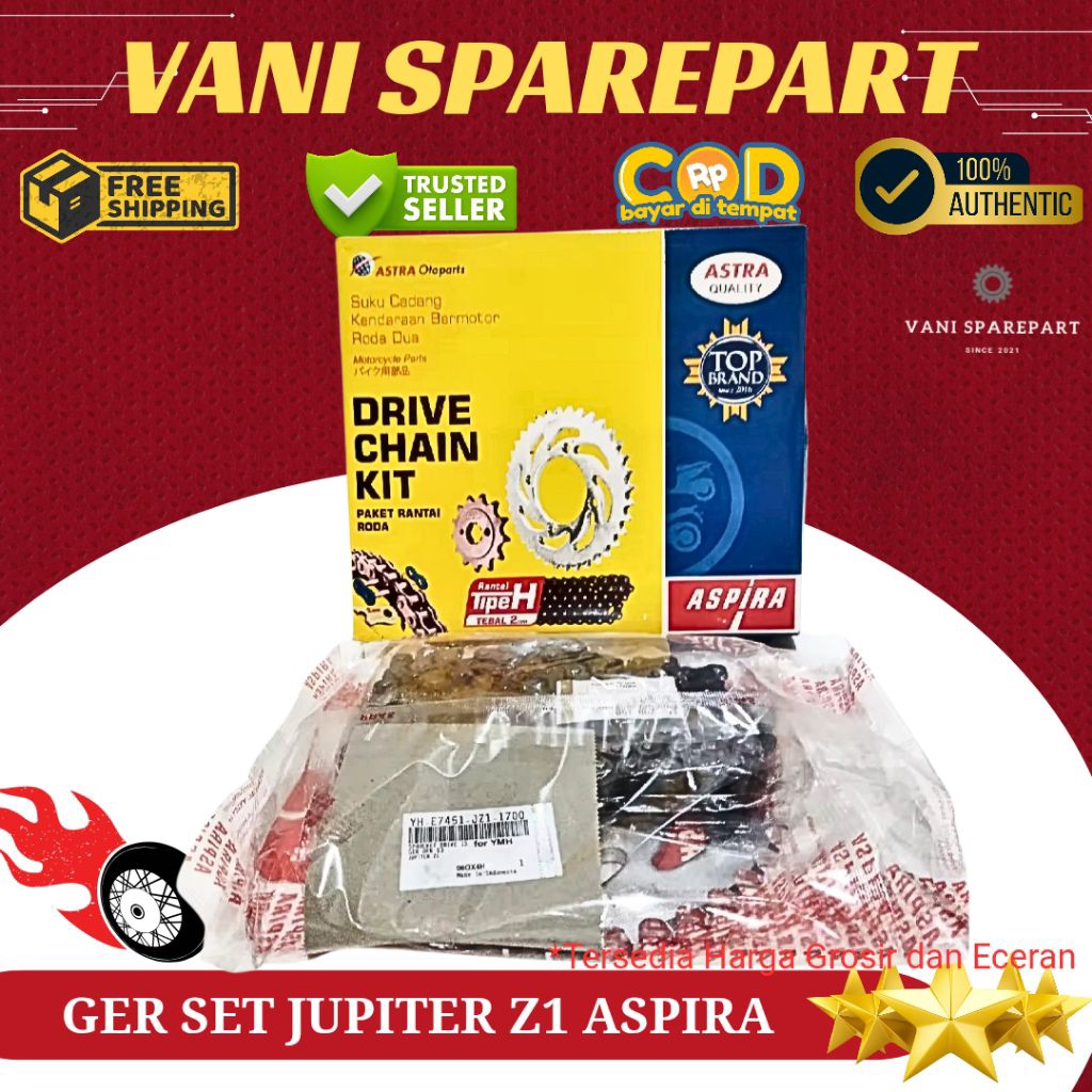 GEAR SET GER GEAR DEPAN BELAKANG RANTAI SET JUPITER Z ONE JUPITER Z1 ORIGINAL ASPIRA