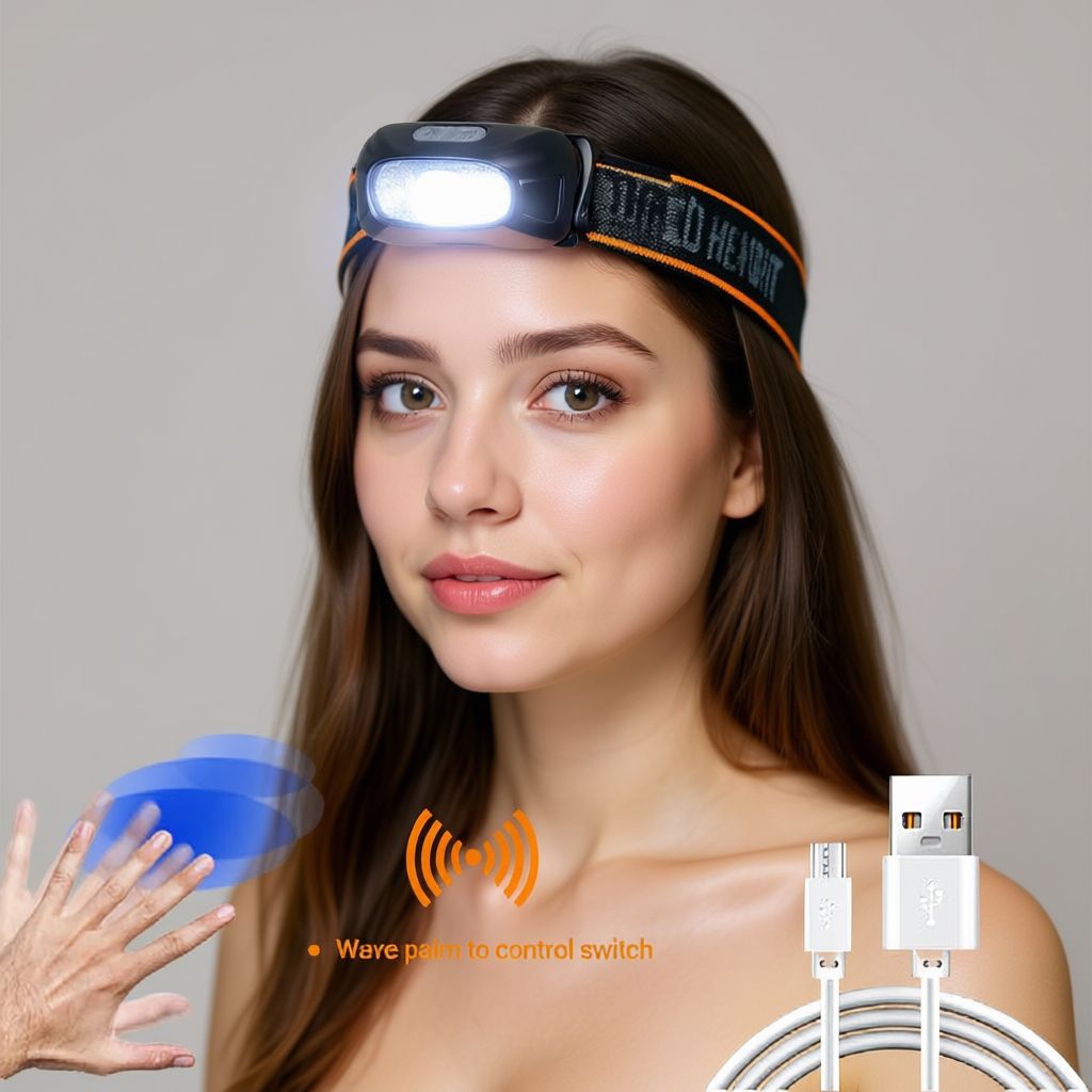 Senter Kepala Mini USB Rechargeable Motion Sensor