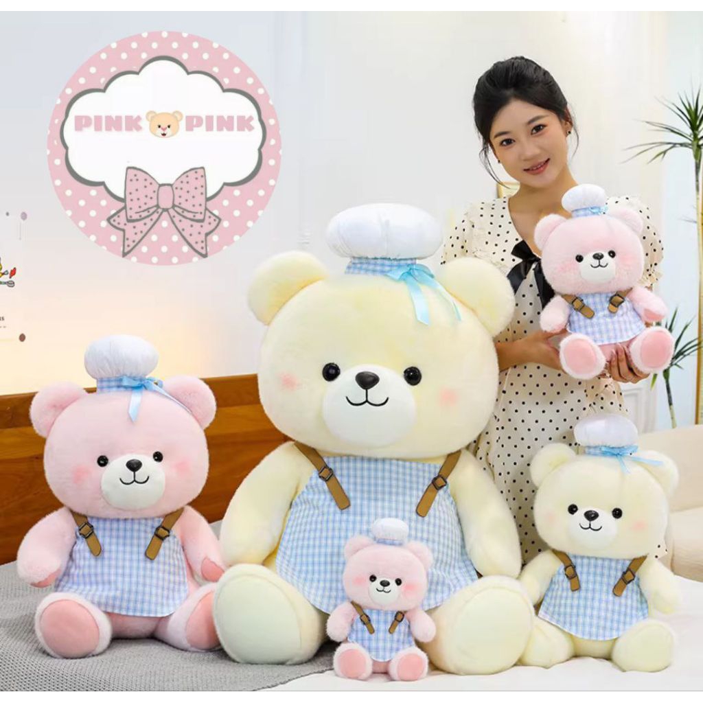 Boneka Beruang Lucu Kostum Koki Imut untuk Teman Tidur