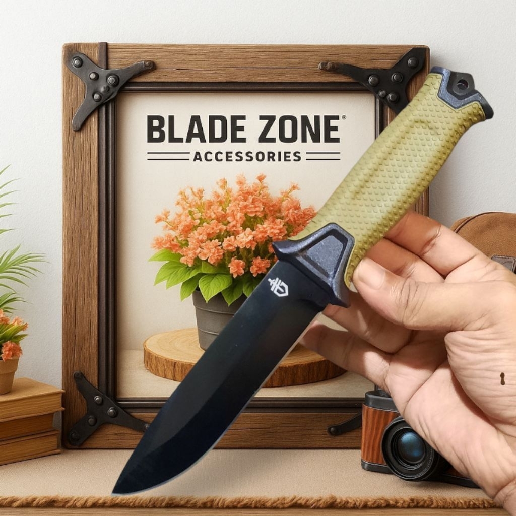 Pisau Survival Outdoor Full Tang Baja Karbon Anti Slip / Pisau Tactical / Survival Kit