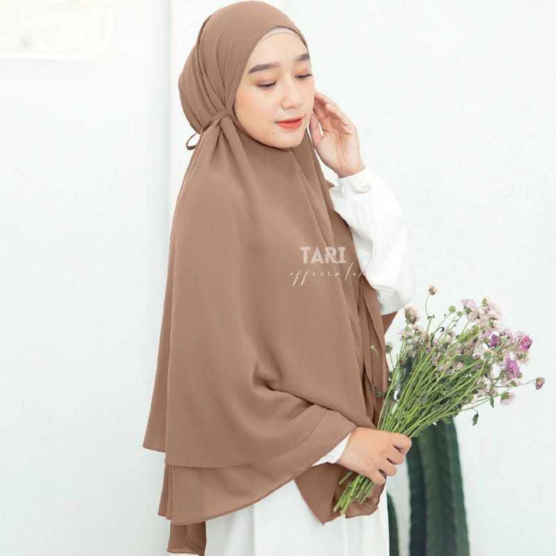 Hijab Syar'i /Jilbab Khimar Bergo Kerudung Syari Jumbo Kayla 2 Layer / Kimar 2 layer bahan ceruty