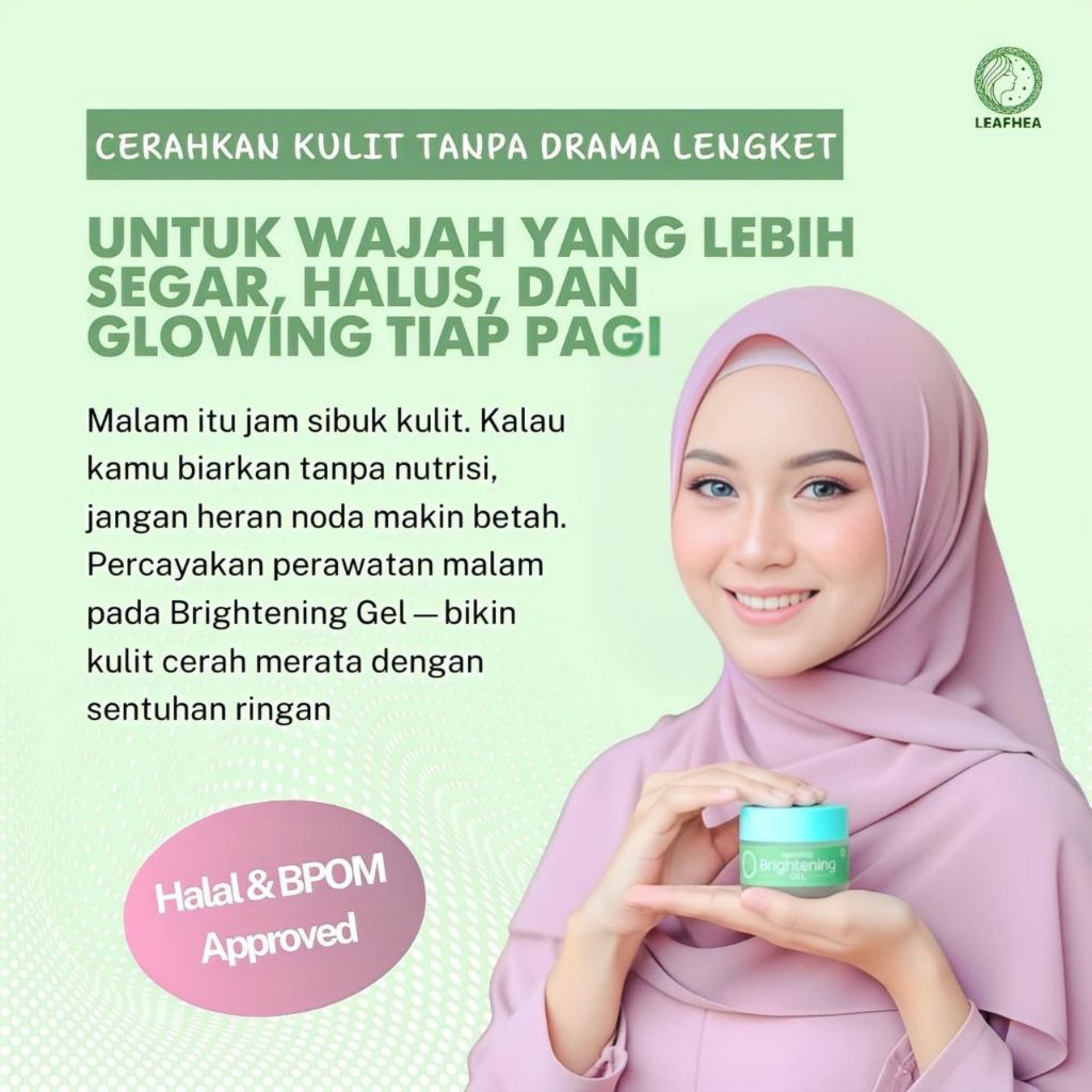 cream malam brighitening gel leafhea