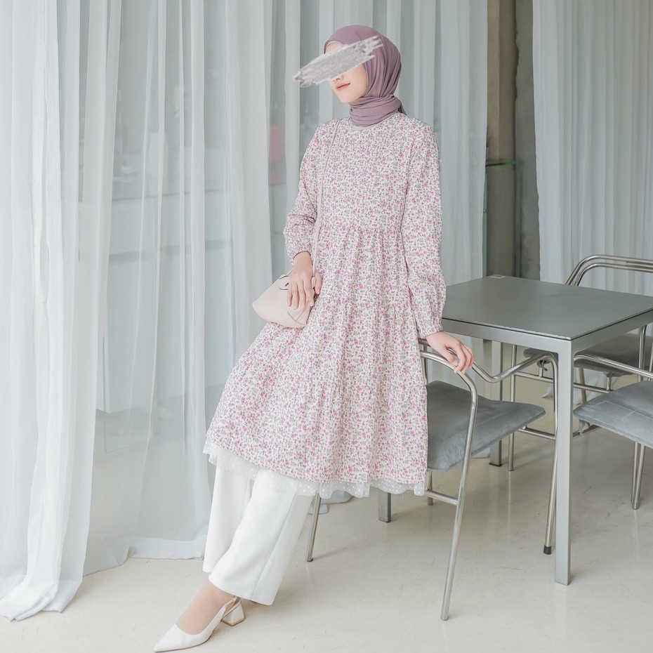 Le Khari Vienna Tunik Busui Tunik Bahan rayon crinkle + tulle Size S-XL