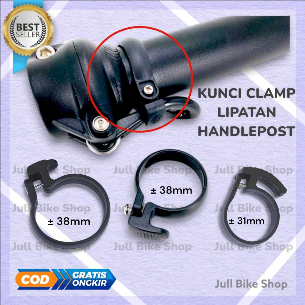 Pengunci clamp handlepost lipatan sepeda lipat handle post klem hitam plastik cincin kunci stang sti
