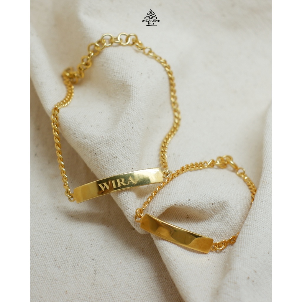 Gelang Plat Rantai Ibu dan Bayi Istimewa Perak 925 dan Lapis Emas