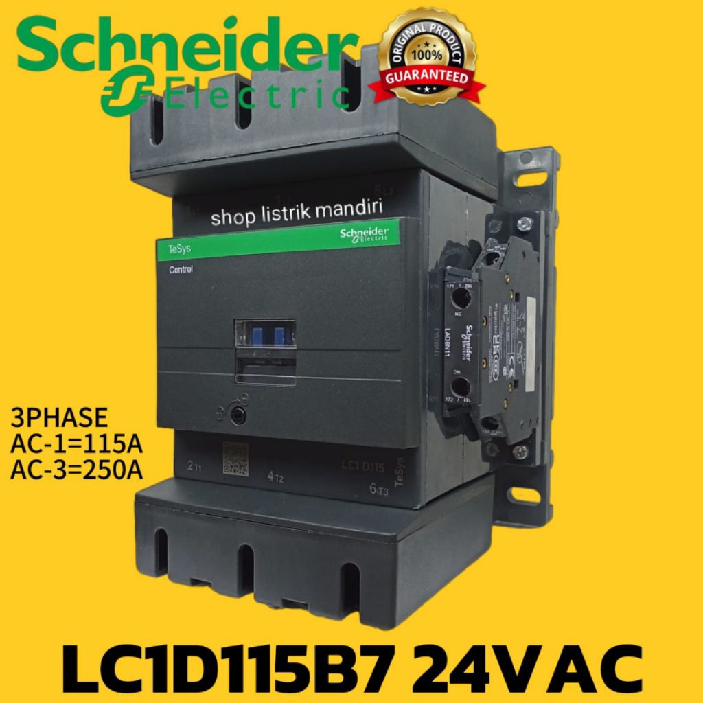 kontaktor contactor LC1D115B7 LC1D115 B7 24vac 3p 115a