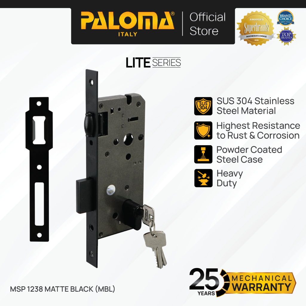 PALOMA MSP 1238 Body Kunci Set Cylinder Kunci Pintu Lockcase Badan Body Roller Pelor Stainless Steel