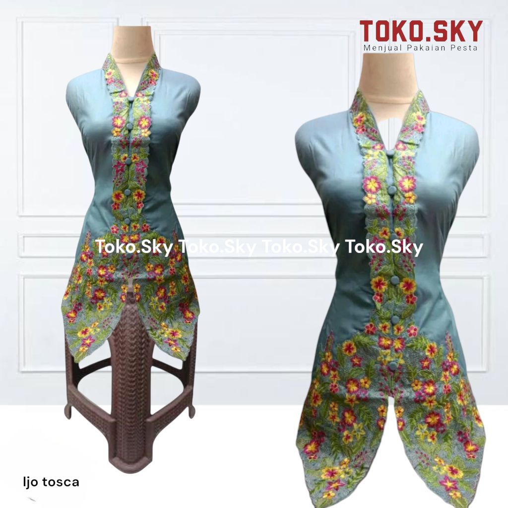 { Toko.Sky } Kebeya Encim Bordir Sky/Kebaya Encim Lengan Panjang/Kebaya Encim Jumbo