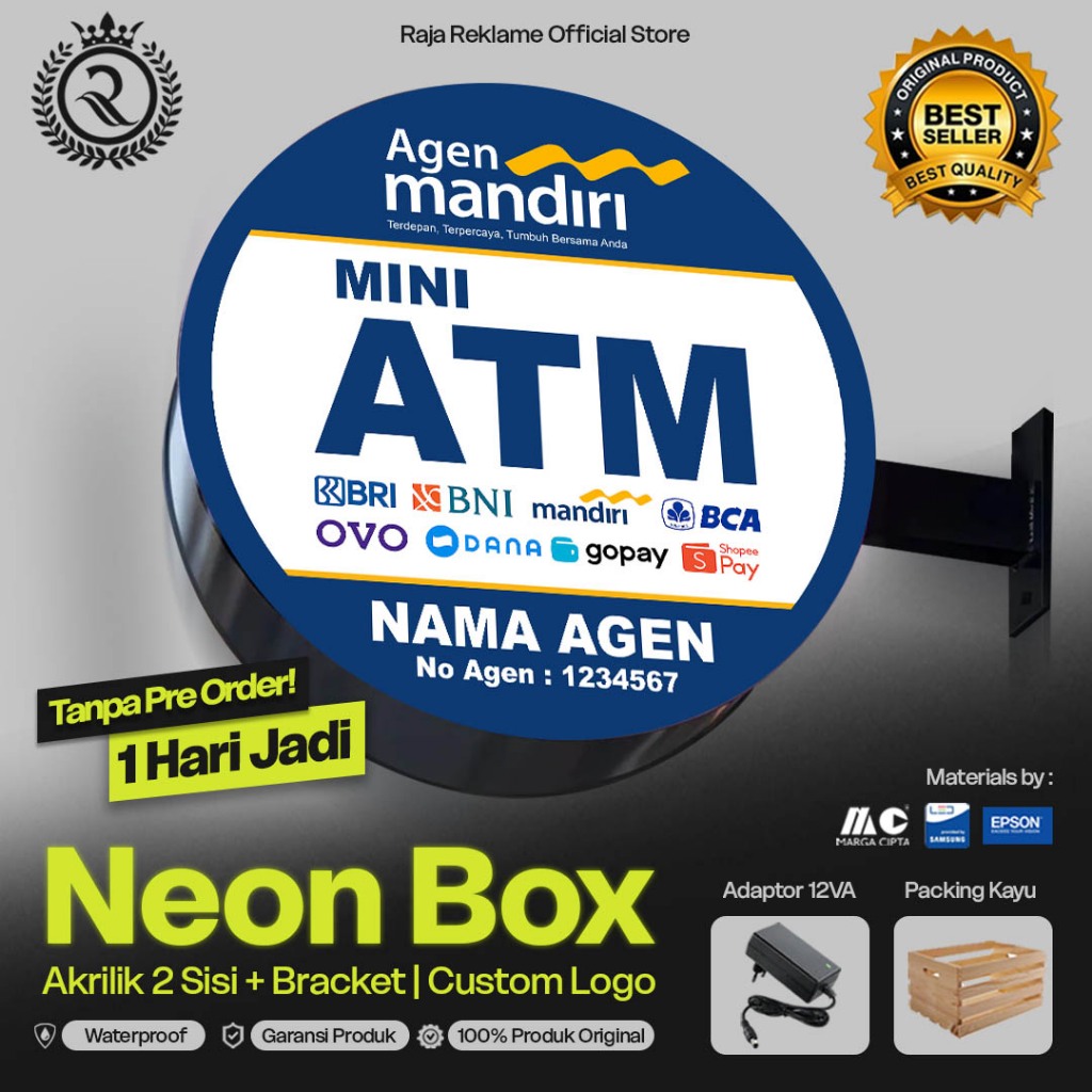 Neon Box Agen Mandiri | Neon Box Akrilik 2 Sisi Siap Pasang
