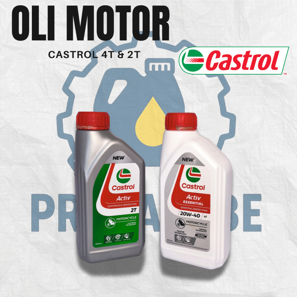 Oli Samping Castrol Active 2T Low Smoke 700ML 0.7L / Oli Motor Castrol 4T 0.8L 1 Dus (isi 12 botol)