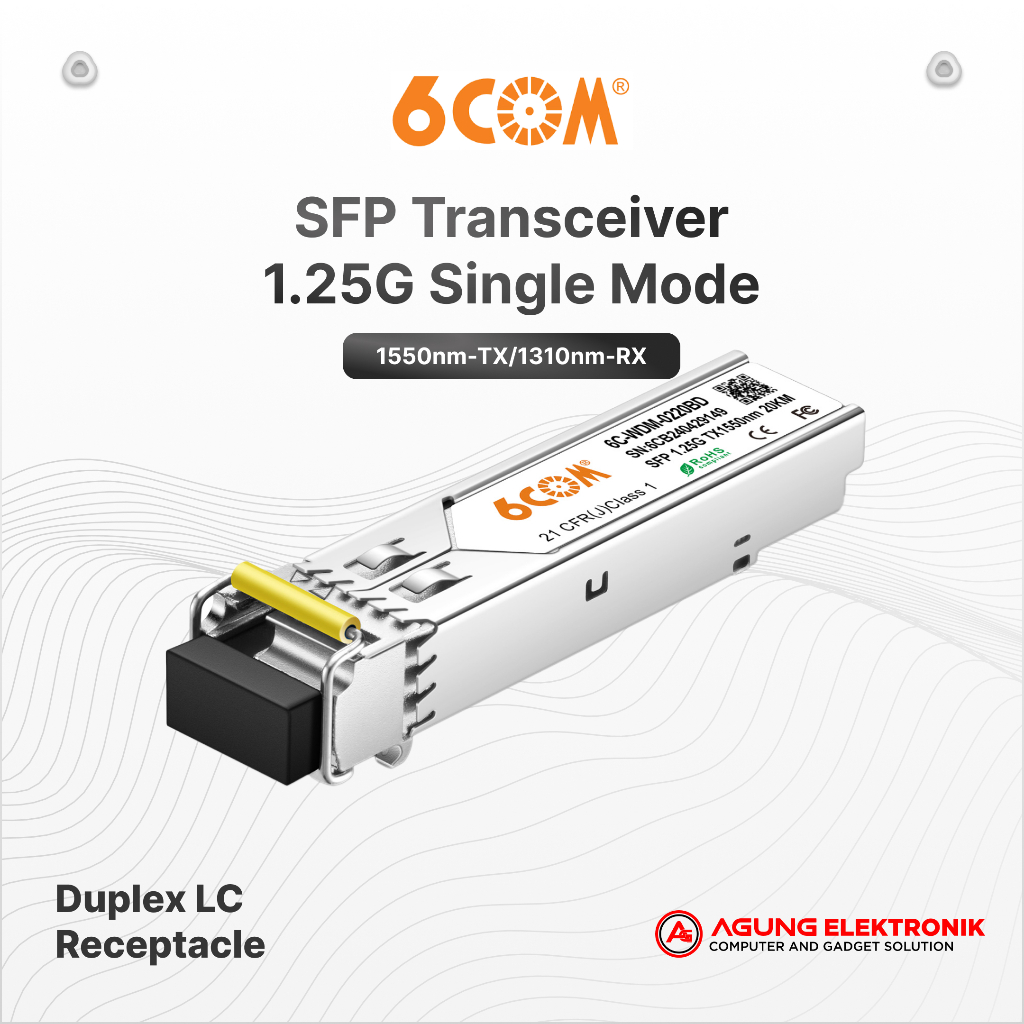 SFP 6COM BIDI 1,25G 20KM TX1310-TX1550 CONECTOR LC