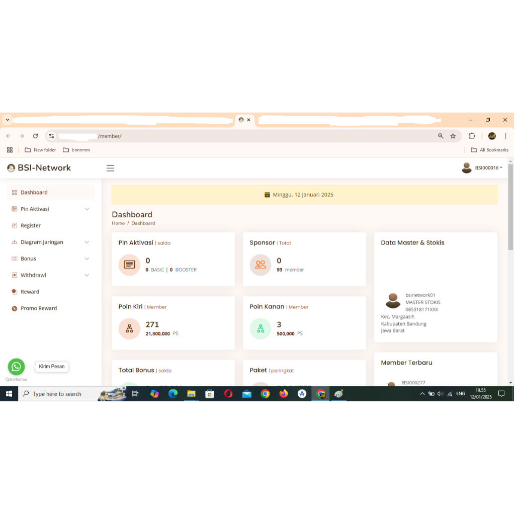script MLM Binary PIN reward
