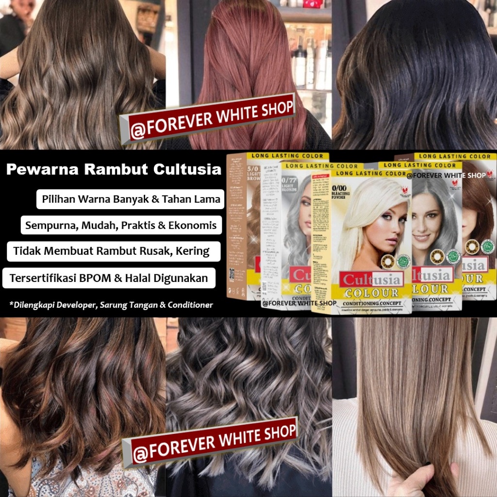 PERMANENT HAIR COLOR Cultusia Cat Pewarna Rambut Permanen Anti Luntur Halal & BPOM FW Shop / Conditi