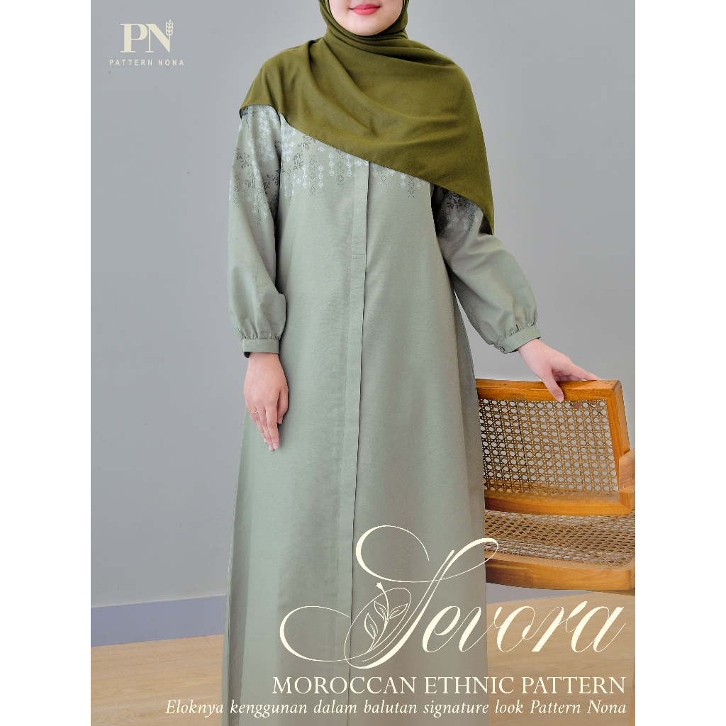 Pattern Nona Dress Sevora Moroccan Ethnic Pattern Edition Gamis Katun Adem Halus