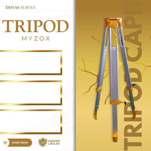 Aluminium Tripod Statif Kuning Myzox for GPS Geodetik Prisma Polygon Mode Static Tripod GPS Geodetic