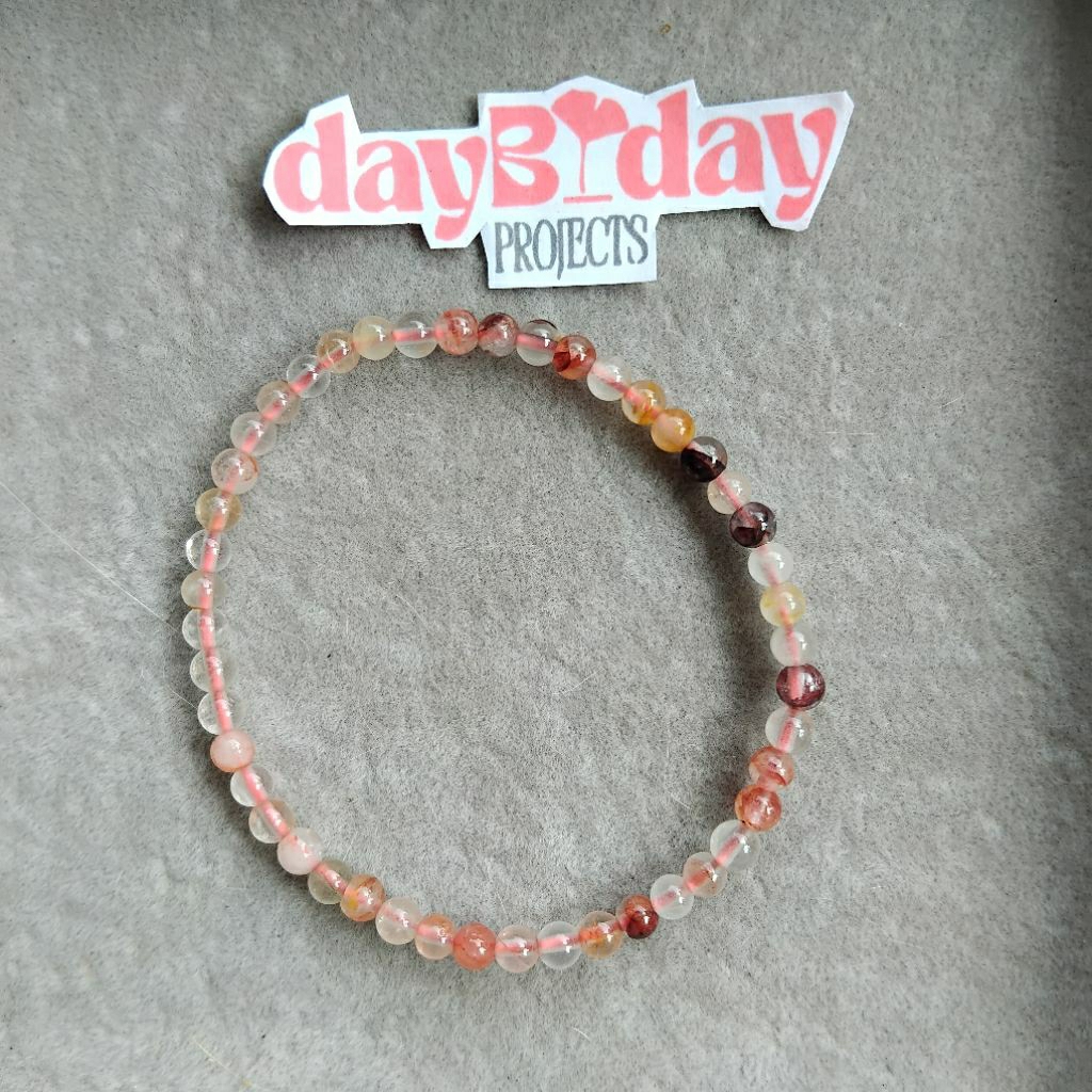 Gelang Batu Alami Asli Fire Quartz 3 mm