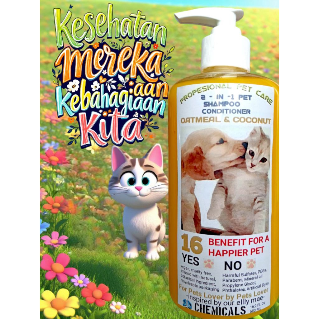 ‌shampo hewan 500 ml sampo untuk kucing anjing sugar glider musang kelinci anti kutu jamur tick flea