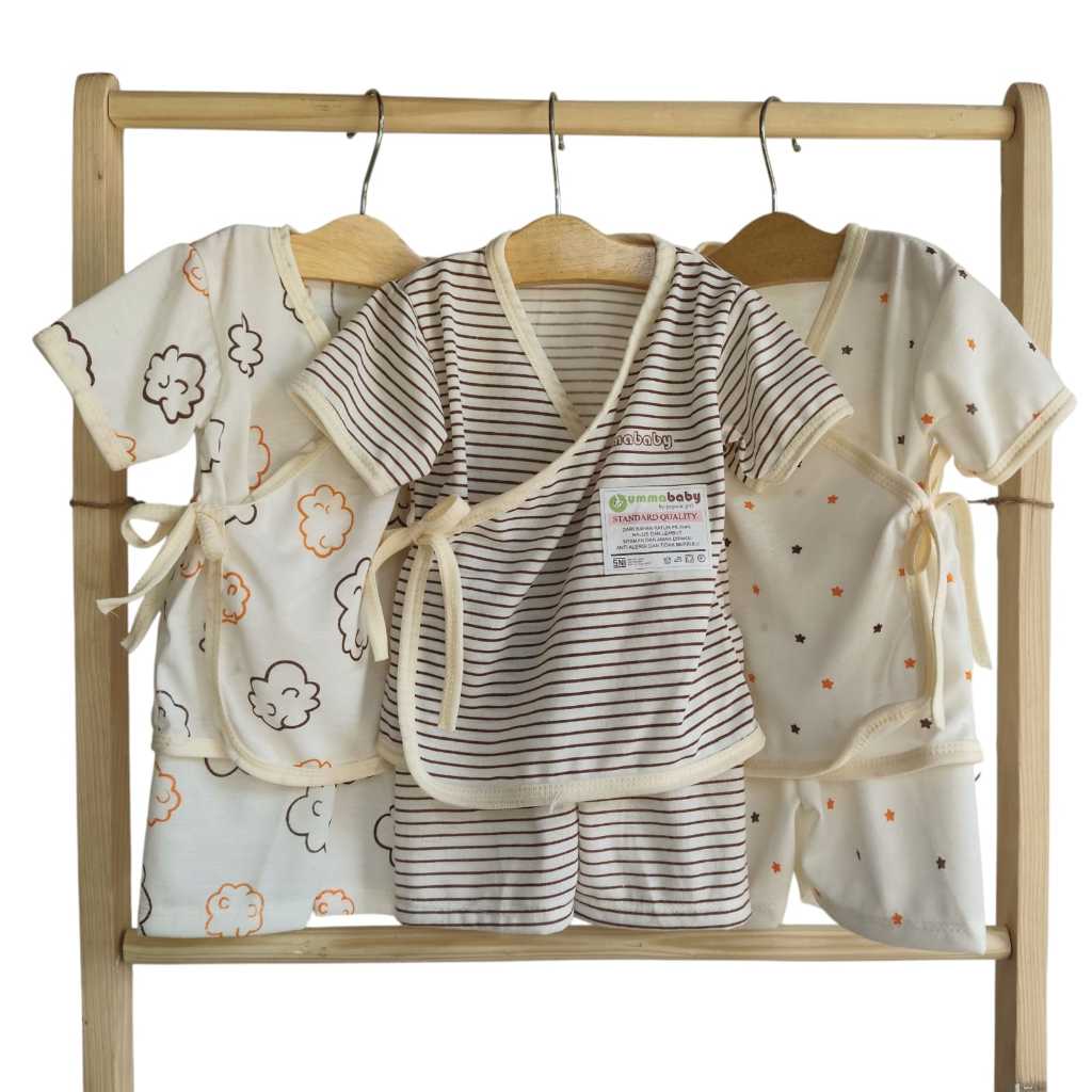 CUCI GUDANG 6 Pcs / 3 Set Baju Bayi Kimono Pendek Celana Bayi Baju Bayi Newborn Baju Bayi Baru Lahir