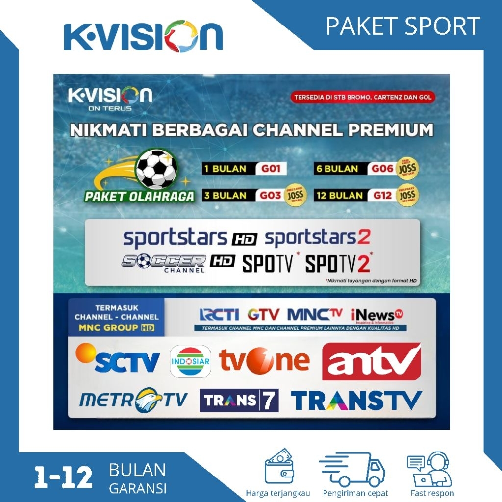 Paket K-VISION Sports 30 hr (Bromo Cartenz Gardiner Optus Lgsat)