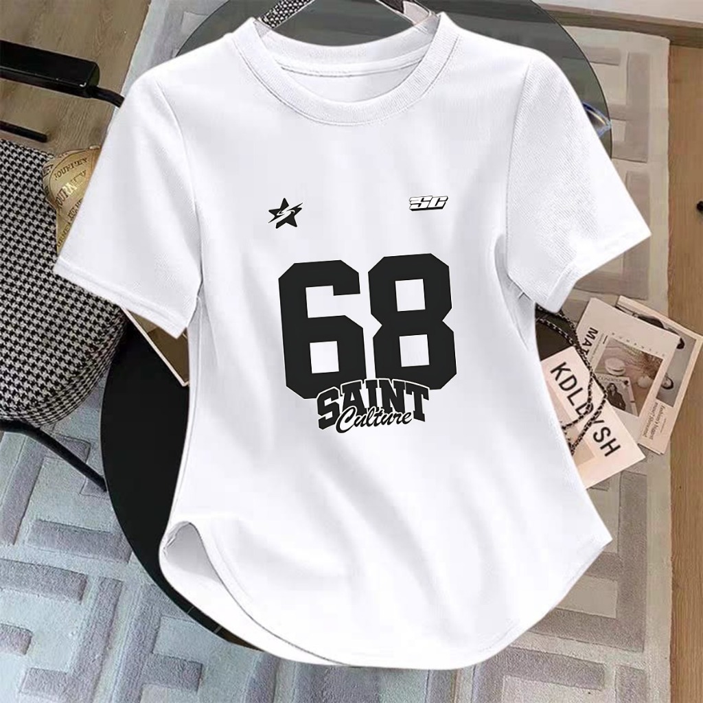 Kaos Oval Lengan Pendek/Kaos Polos Oval/Kaos Oval Motif Angka