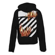 OFF WHITE DIAG FIRE BACK ZIP HOODIE BLACK MULTICOLOR