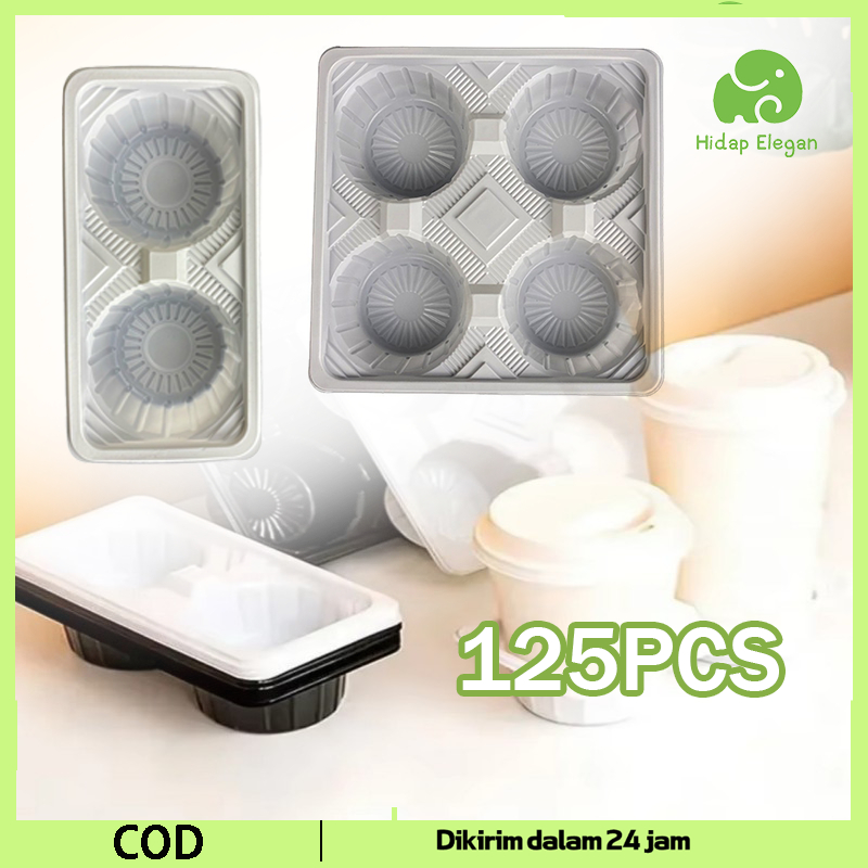 2 Cup/4 Cup Holder Drink Tray Take Away Persegi Tempat Cup Minuman plastik Cup Tray Holder Tatakan G