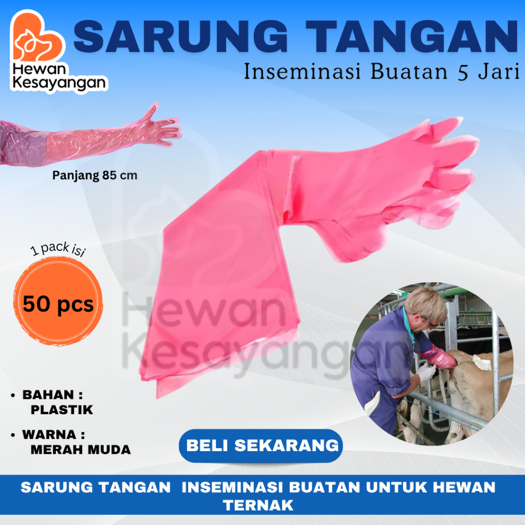 Sarung Tangan Inseminasi Buatan 5 Jari - Plastik Glove IB Sapi Kerbau
