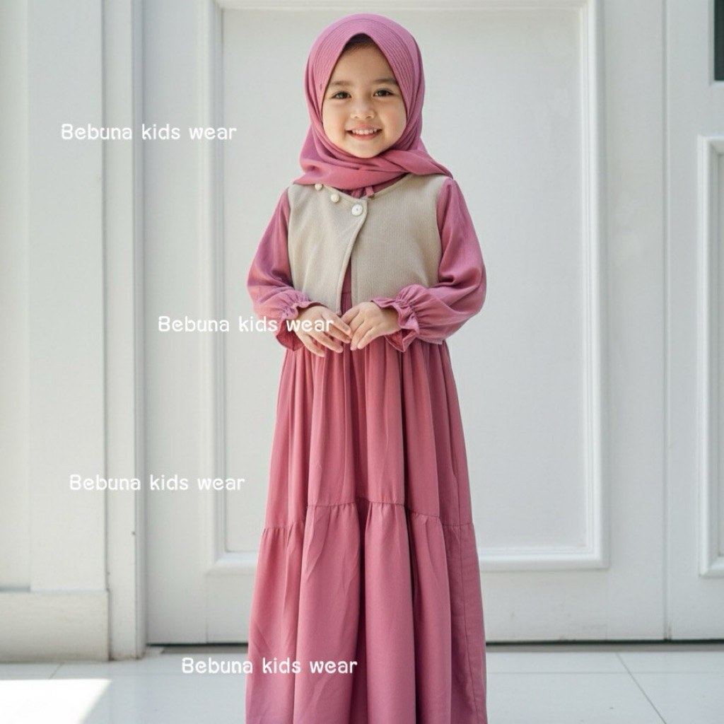 GAMIS ANNISA / GAMIS ANAK BAHAN RAYON TWILL KOMBINASI ROMPI BAHAN KNIT