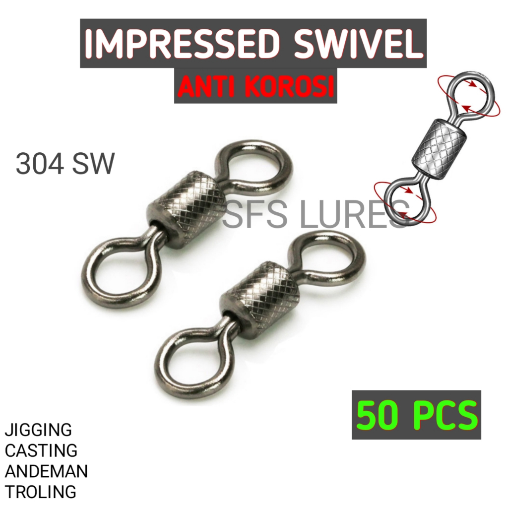 50pcs Kili kili swivel Impressed anti karat kuat jigging kuat rolling swivel kili kili rolling super