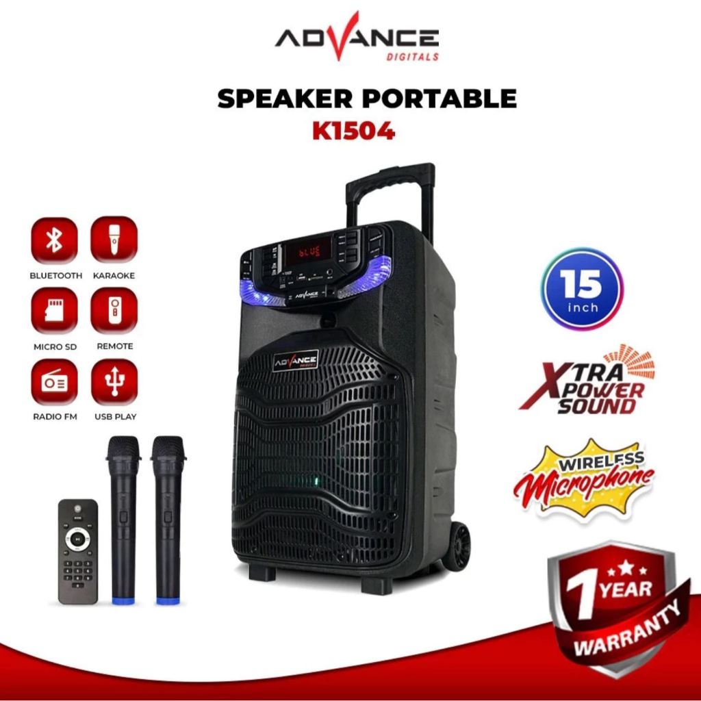 Speaker Meeting Portable ADVANCE K-1504 Bluetooth Karaoke 15 Inch