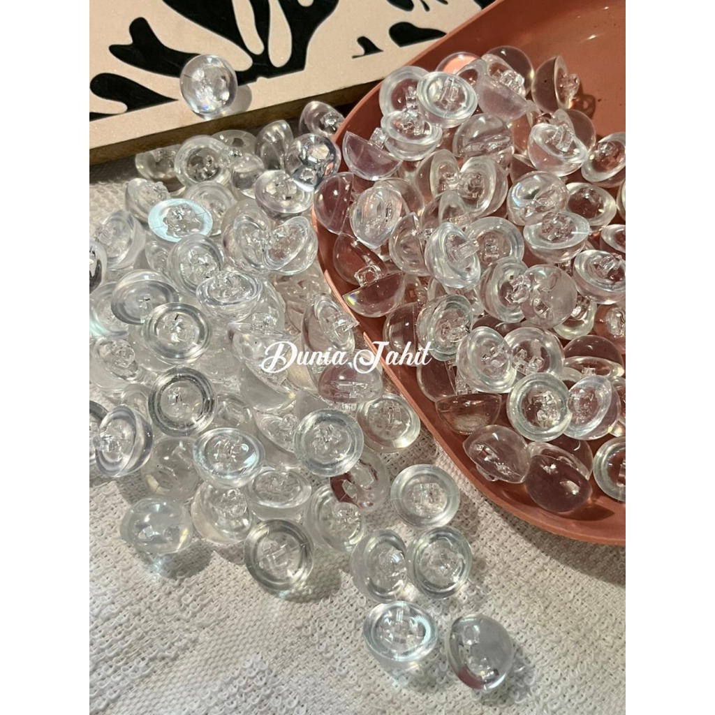 Kancing Jamur Bulat Kristal Bening Kancing Jamur Kristal 24L (15mm) per gross
