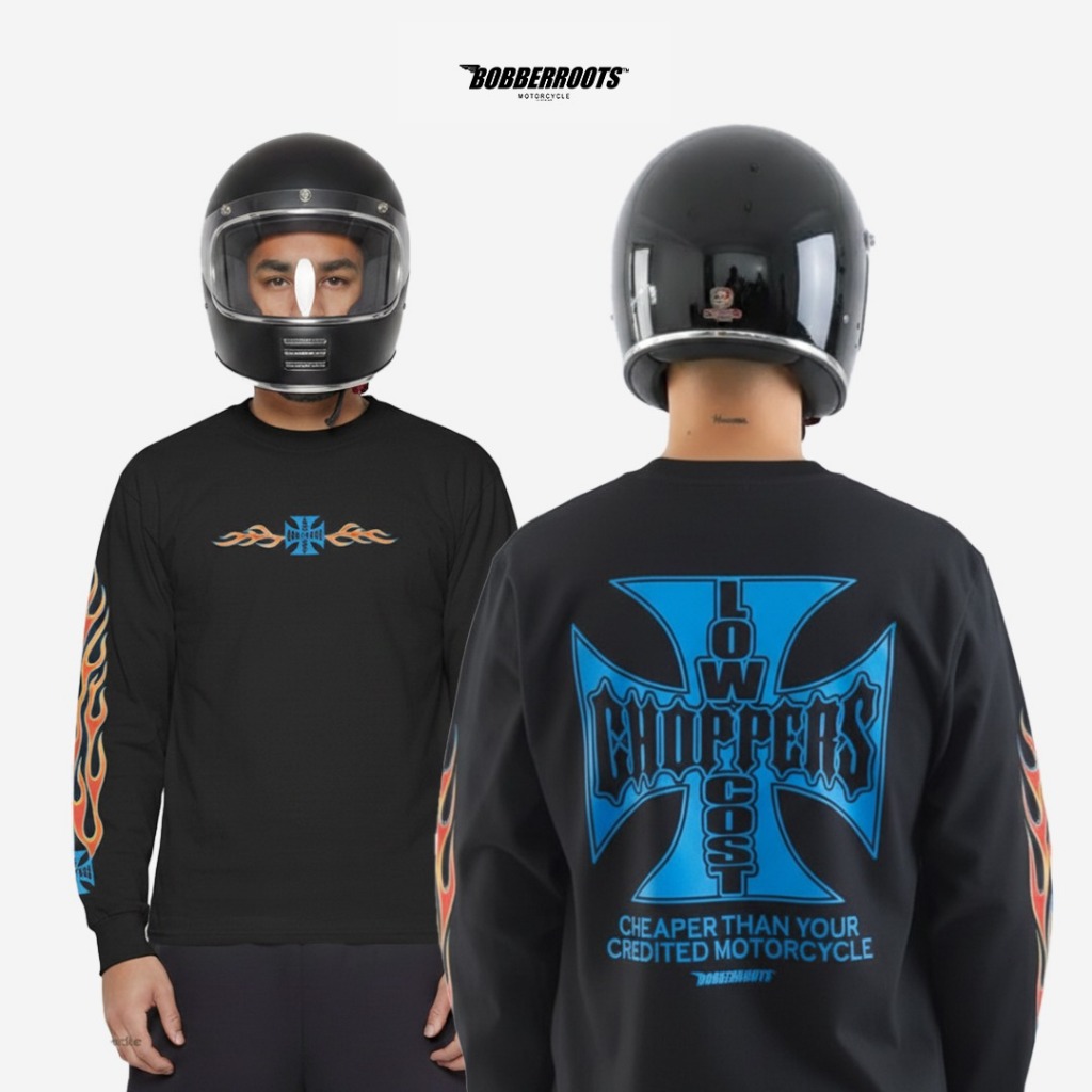 Kaos Lengan Panjang Hitam Pria - Lowcost Chopper - BobberRoots
