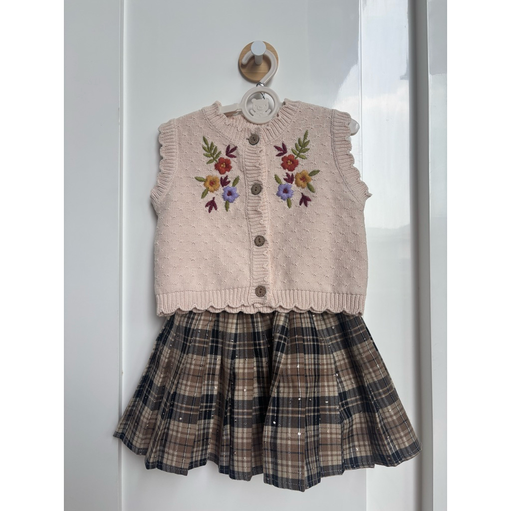 SetelanBajuPergiAnakPerempuan2tahunSetPergiJalanMallRompiVestLucuKoreanStyleSchoolGirlStyle