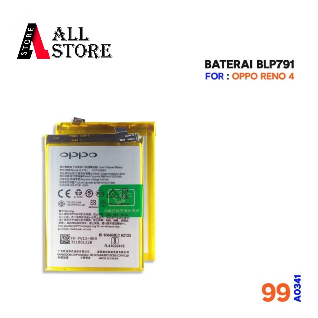 BATTERY - BATERAI - BATRE BLP791 FOR OPPO RENO 4 - Batre Oppo Reno 4