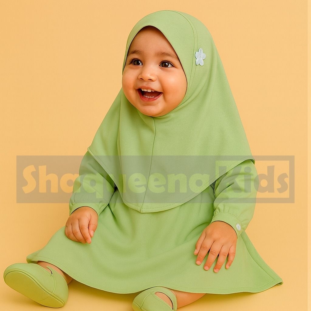 Gamis Anak Bayi Perempuan Newborn Set Hijab Polos Bahan Adem Nyaman Bayi Baru Lahir Desain Khusus