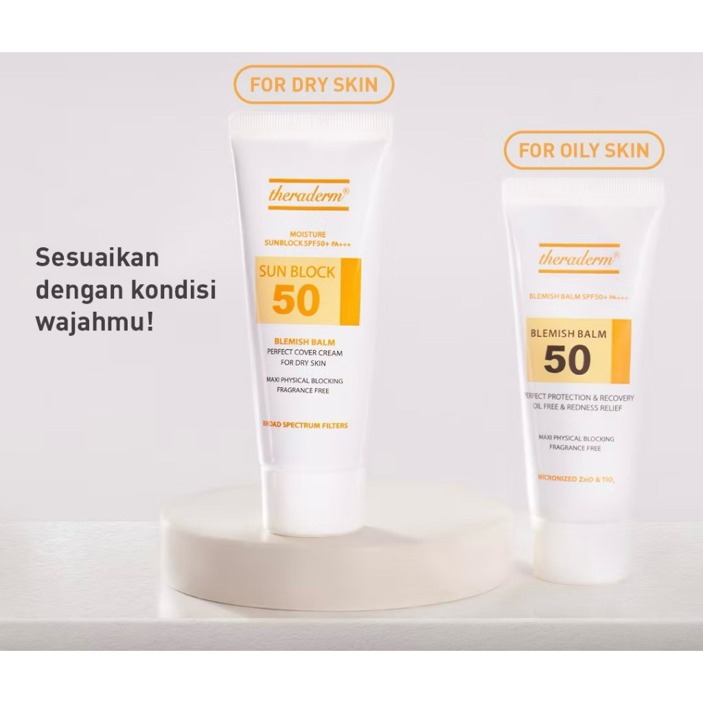 THERADERM BLEMISH BALM OILY / MOISTURE SUNBLOCK - sunblock whitening korea reg bpom
