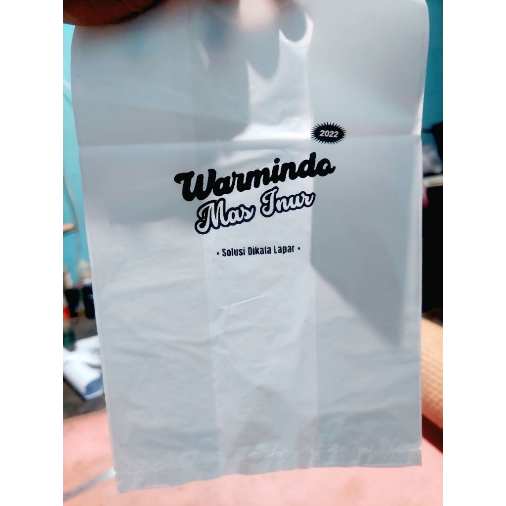 Sablon Plastik Kresek Putih Susu Berbagai Ukuran, (Free Design)