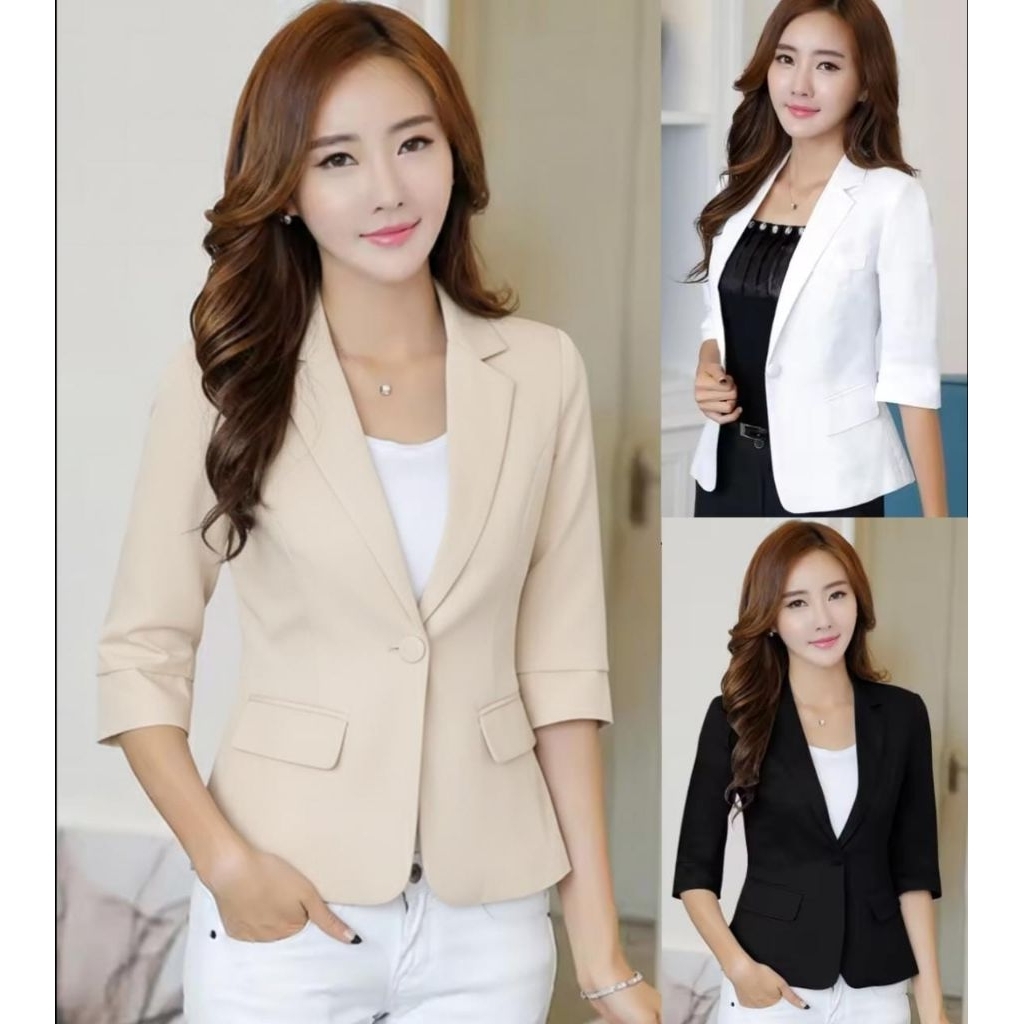 Blazer Wanita Korea Outer Lengan Pendek