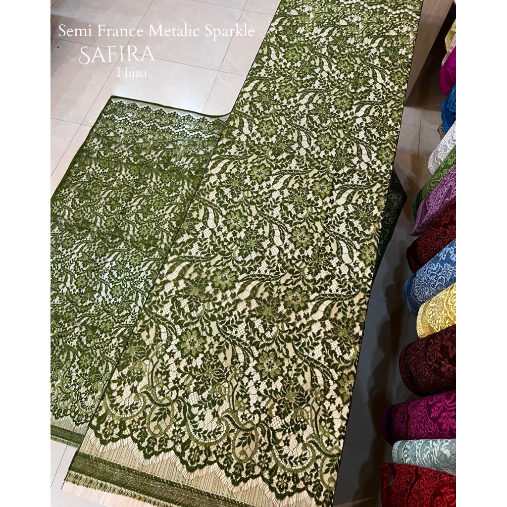 Kain brokat Semi prancis metalic sparkle safira ~AmiraTextile