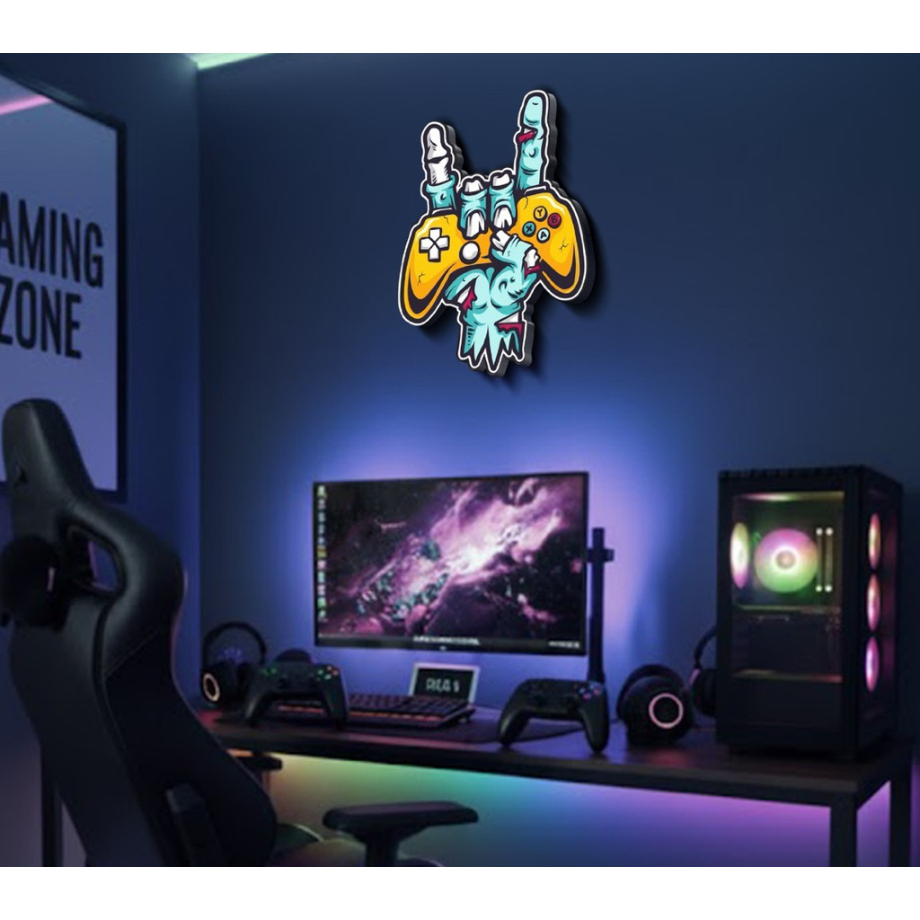 Dekorasi Ruangan Gaming Lampu Tidur kamar cowok hiasan dinding kamar aesthetic