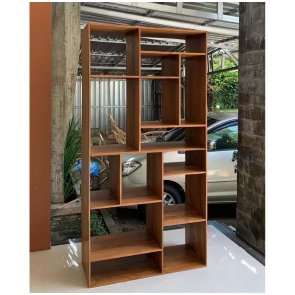 rak buku puzle rak buku kayu jati rak buku puzle kayu jati